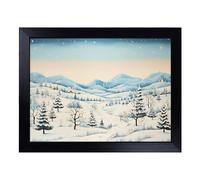 Cushioned Lap Tray with Bean Bag Base for Laptop & Eating - Winter Landscape Art Deco Design | Padded Lap Desk for Sofa, Bed & Work | Portable TV Dinner & Breakfast Tray, Easy Clean Surface