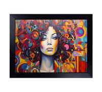 Cushioned Lap Tray with Bean Bag Base for Laptop & Eating - Woman with Afro Pop Art Design | Padded Lap Desk for Sofa, Bed & Work | Portable TV Dinner & Breakfast Tray, Easy Clean Surface