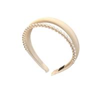 Cushioned Pearl Headband, White | Wide Trim Hair Accessories with Decorative Trim for Face Washing Makeup Prep Fuller Crown Outfit Wear
