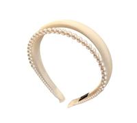 Cushioned Pearl Headband, White | Wide Trim Hair Accessories with Decorative Trim for Face Washing Makeup Prep Fuller Crown Outfit Wear