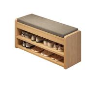 Cushioned Shoe Bench with Storage 2-Tier Fabric Upholstered Entryway Organizer Padded Seat for Hallway and Bedroom Easy Assembly Shoe Rack Furniture