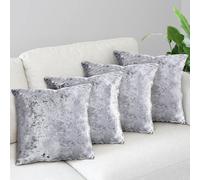 Cushions luxurious Set of 4 Silver & Grey diamante Sparkle Crushed Velvet Cover