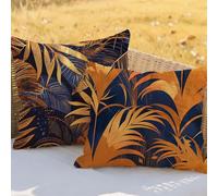 Cushions Waterproof Burnt Orange Cushion Covers 18x18in Throw Pillowcase Set of 2 Leaf Decorative Pillows With Lnvisible Zipper for Garden Furniture Balcony Sofa Autumn Winter Decorative Gifts RC-351