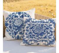 Cushions Waterproof Navy Blue Cushion Covers 32x32in Large Throw Pillowcase Set of 2 Mandala Decorative Pillows With Lnvisible Zipper for Garden Furniture Balcony Autumn Winter Decorative Gift RC-393