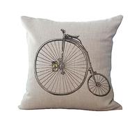 Cushions with Covers Included Grey White Bicycle Pillow Cases Cotton Hemp Cushion Covers Washable Pillowcase Invisible Zipper Cushion Covers 45 x 45 Soft Pillow Case Deco Cushions 45cm x 45cm 1 Pcs