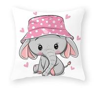Cushions with Covers Included Pink Grey Elephant Pillow Cases Cotton Hemp Cushion Covers Washable Pillowcase Invisible Zipper Pillow Case for Home Office Sofa Bedroom Car Cushion Cover 40x40cm/1 Pcs