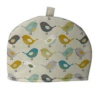 CUSHIONS2U Handmade Scandi Style Birds Ochre Yellow Blue Grey Beige Cream Large Tea Cosy
