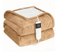 Cushious Electric Heated Blanket Throw 180x200cm, Heating Blanket with 10 Adjustable Heat Settings, Fast Heating, 1-8 Hour Timer Auto Shut Off & Overheat Protection & Machine Washable