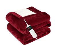Cushious Heated Electric Blanket Throw 130x160cm, 10 Settings Heating,1-8h Timer Auto-Off, Overheat Protection, Machine Washable, Flannel and Sherpa Heated Blanket for Sofa Bed, Office
