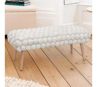 Cushla Bubbly Velvet Large Footstool - Cream