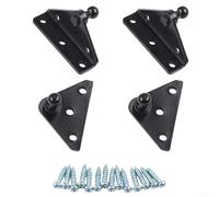 Cushteg 10mm Ball Stud Mounting Bracket for Gas Struts Lift Supports Shocks Spring Prop, Steel L-Type and Flat Brackets with Screws for Bonnet Lid Boot Tailgate, Black, 4 Pieces Kit