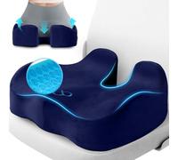 CushyOasis Seat Cushion, Gel Chair Cushions, Office Chair Cushions, Anti-Slip Bottom & Removable Cover Tailbone Pain Relief Cushion, Memory Foam Seat Cushion for Office, Wheelchair, Car (Blue)