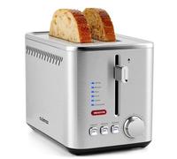 CUSIMAX 2 Slice Toaster with Bread Select Function, Wide Slot Toaster | 7 Browning Levels, High-Lift Feature, Defrost, Reheat & Cancel, Removable Crumb Tray, Stainless Steel, 950W