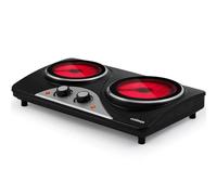 Cusimax Black 50cm 2100W Ceramic Double Burner Hot Plate with Dials Cusimax Black