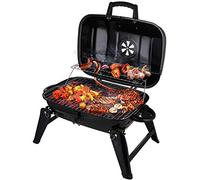 CUSIMAX Charcoal Grill, Portable Grill BBQ and Smoker with Lid Folding Tabletop Grills, for Camping Patio Backyard and Anywhere Outdoor Cooking, 18-inch, Black