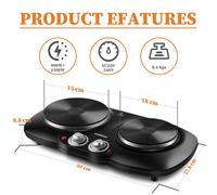 Cusimax Portable Double Hot Plate for Cooking, 2500W, 3.8kg in Black Cusimax Black