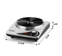 Cusimax Portable Electric Cooking Portable Single Hot Plate 1500W, 2.3kg in Silver Cusimax Silver