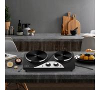 Cusimax Powerful Electric Double Hot Plate with Temperature Controls in Black Cusimax Black