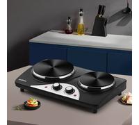 Cusimax Powerful Electric Double Hot Plate with Temperature Controls in Black Cusimax Black