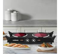 Cusimax Powerful Portable Ceramic Dual Hot Plate with Handle in Black Cusimax Black