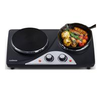 Cusimax Silver 55cm 2500W Double Cast Iron Hot Plate with Indicator Lights in Black Cusimax Black