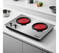 Cusimax Sleek Portable Electric Double Burner With Infrared Heating And Dual Temperature Control