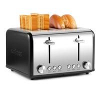 Cusimax Toaster, 4 Slices Toaster, Stainless Steel Toaster with 4 Extra-Wide Bread Slots and 6 Variable Browning Shade Controls, Featuring with Defrost/Reheat/Cancel Settings, Removable Crumb Tray