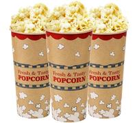 CUSINIUM 24 oz 25-pack Kraft Popcorn Buckets - Large Popcorn Tubs