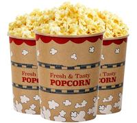 CUSINIUM 32 oz 25-pack Kraft Popcorn Buckets - Large Popcorn Tubs