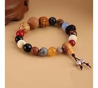 CUSIOALQQ 18 Seed Bodhi Gem Beads Bracelet Natural Jade Reiki Healing Crystals Jewelry Handmade Dainty Round Beads Bracelet Bodhi Buddha Beads Rosary Temple Bracelet Amulet Style 1