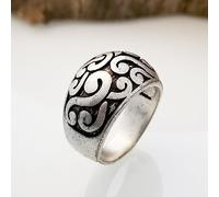 CUSIOALQQ 925 Sterling Silver Carve Ring Opening Adjustable Design Flower Vine Handmade Grinding Dainty Jewelry for Men Women Eternity Band Style Wedding Ring Vintage Floral Vine Ring