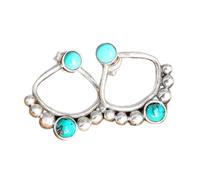 CUSIOALQQ 925 Sterling Silver Turquoise Earrings Boho Faux Dainty Flower Jewelry Gift for Women Beaded Hoop Earrings, Native-Inspired Turquoise Earrings for Women, Natural Stone Hoop Earrings