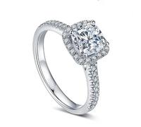 CUSIOALQQ Classic Promise Ring Cushion Cut 4ct Zircon Diamonds Stone 925 Sterling Silver Engagement Wedding Dainty Band Ring for Women Square Cubic Zircon Stone Simulate Diamonds Ring O