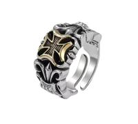 CUSIOALQQ Fashion 925 Sterling Silver Prayer Cross Ring for Men, Norse Viking Celtic Punk Rings, Solar Cross Symbol Crusaders Rings, Vintage Mens Trendy Statement Rings Best Gift Cocktail
