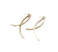 CUSIOALQQ Fashion Modern Metallic Arc Earrings Through Threader Earrings Fish Minimalism Geometry Earrings Gold Plated Chic Arc Fish Hook Earrings Jewelry Curved Threader Earrings for Women