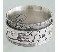 CUSIOALQQ Fashion Sterling Silver Dandelion Ring for Women, Dandelion Flower Spinner Chunky Jewelry Gift, Vintage Anti Anxiety Fidget Rotate Freely Inspirations Stress Relief Band Ring L 1/2