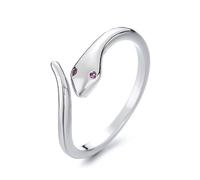 CUSIOALQQ Fashion Sterling Silver Snake Ring for Women Girl Opening Adjustable Design Handmade Polishing Dainty Stackable Statement Ring Gothic Punk Animal Casual Ring Gift Halloween Style 1