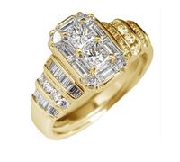 CUSIOALQQ Gold Cushion Cut Halo Solitaire Engagement Ring for Women, Cushion Cut 3ct Cubic Zirconia CZ Platinum Plated Gold Engagement Band Rings, Cubic Zirconia Eternity Wedding Ring T 1/2