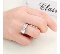 CUSIOALQQ Platinum Plated Sterling Silver Cubic Zirconia Bow-Knot Engagement Wedding Ring Promise Rings Stackable Wedding Bands Rings for Women Infinity Forever Love Knot Ring for Her S