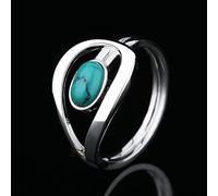 CUSIOALQQ Sterling Silver Turquoise Ring for Women Gemstone Boho Jewelry Gemstone Natural Green Agate Onyx Vintage Engagement Ring Jewelry Mom Gift O