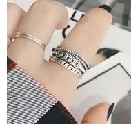 CUSIOALQQ Vintage 925 Sterling Silver Feng Shui Coin Ring, Multi Layers Design Lucky Wealth Money Healing Chinese Elements Jewelry, Handmade Polishing Dainty Ring Gift Opening Adjustable