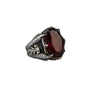 CUSIOALQQ Vintage Dragon Claw Ring Red CZ Cubic Zirconia Sterling Silver Ring Faux Dainty Carve Gem Ring Nordic Viking Dragon Claw Biker Ring with Red Stone Gothic Skull Hand Retro Ring Y