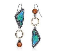 CUSIOALQQ Vintage Imitate Turquoise Amber Earrings Ethnic Retro Boho Style Emerald Native Inspiration Amber Earrings Creative Asymmetrical Statement Camouflage Earrings Dangle Jewelry