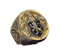 CUSIOALQQ Vintage Lion Gold Ring for Men 14K Gold Plated Shield Badge Ring Carved Pattern Men's Crown Ring Signet Male Noble Ring European Style Punk Lion Animal Jewelry for Party US Code 13