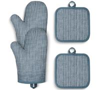 CUSIRA Oven Mitts and Pot Holders, Silicone Oven Gloves, 500 F Heat Resistant Oven Mitts Sets, Non-Slip Silicone Textured Grip, Blue