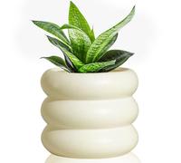 Cusmation 12 cm Modern Glazed Ceramic Planter Pot, for Indoor and Outdoor, with Drainage Holes, Small Porcelain Bubbles for Herbs, Snake Plants