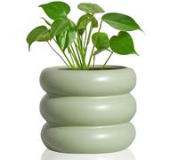 Cusmation Boho 6.5 Inch Modern Ceramic Plant Pot - Green Glaze Succulent Planter with Drainage Holes, Cute Bubble Porcelain for Indoor Herbs, Snake Plants, and Home Decor