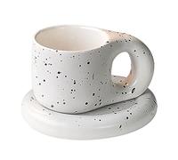 Cusmation Chubby Coffee Mug Cup Cute Mugs White Ceramic Cup, Polka Dot Mug Bubble Tea Cup for Office and Home Diner Cloud Mug, 10 Oz for Latte Cafe Mocha Tea