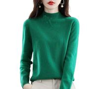 CUSON Cashmere Sweaters for Women, 100% Cashmere Long Sleeve Crew Neck Soft Warm Pullover Knit Jumpers (Green,X-Large)