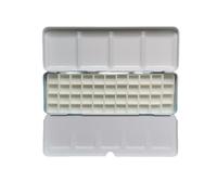CUSON Empty Tin Palette Paint Case with 44pcs Half Pans, White Plastic Empty Watercolor Pans, Magnetic Stripes, Practical Style, Metal Material, White Color